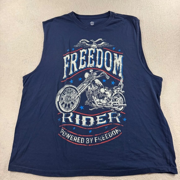 Way to Celebrate Patriotic 2XL Mens Sleeveless Freedom Rider Graphic Tank Biker - Picture 1 of 7